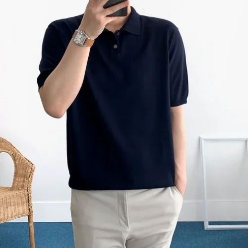 룩플레인 부드러운 비스코스 여름 반팔 니트 카라 티셔츠 리얼 리뷰